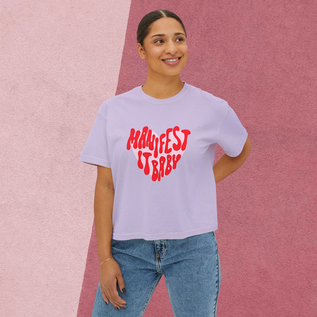 Boxy Tee Manifest Girly Empowerment T-Shirt