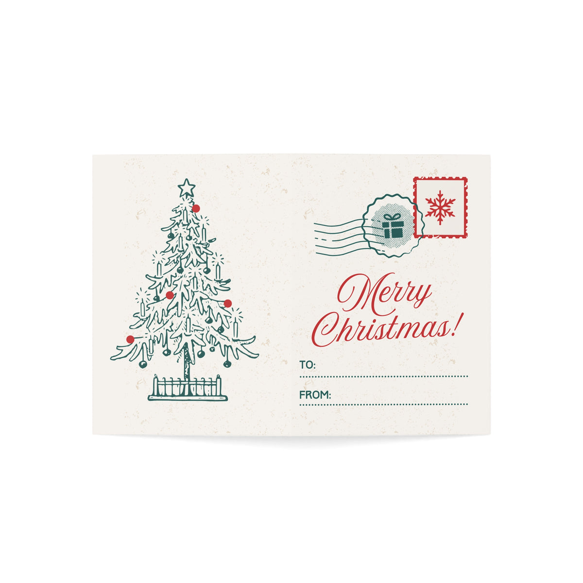 Merry Christmas Green Tree Greeting Card (1, 10, 30, and 50pcs)