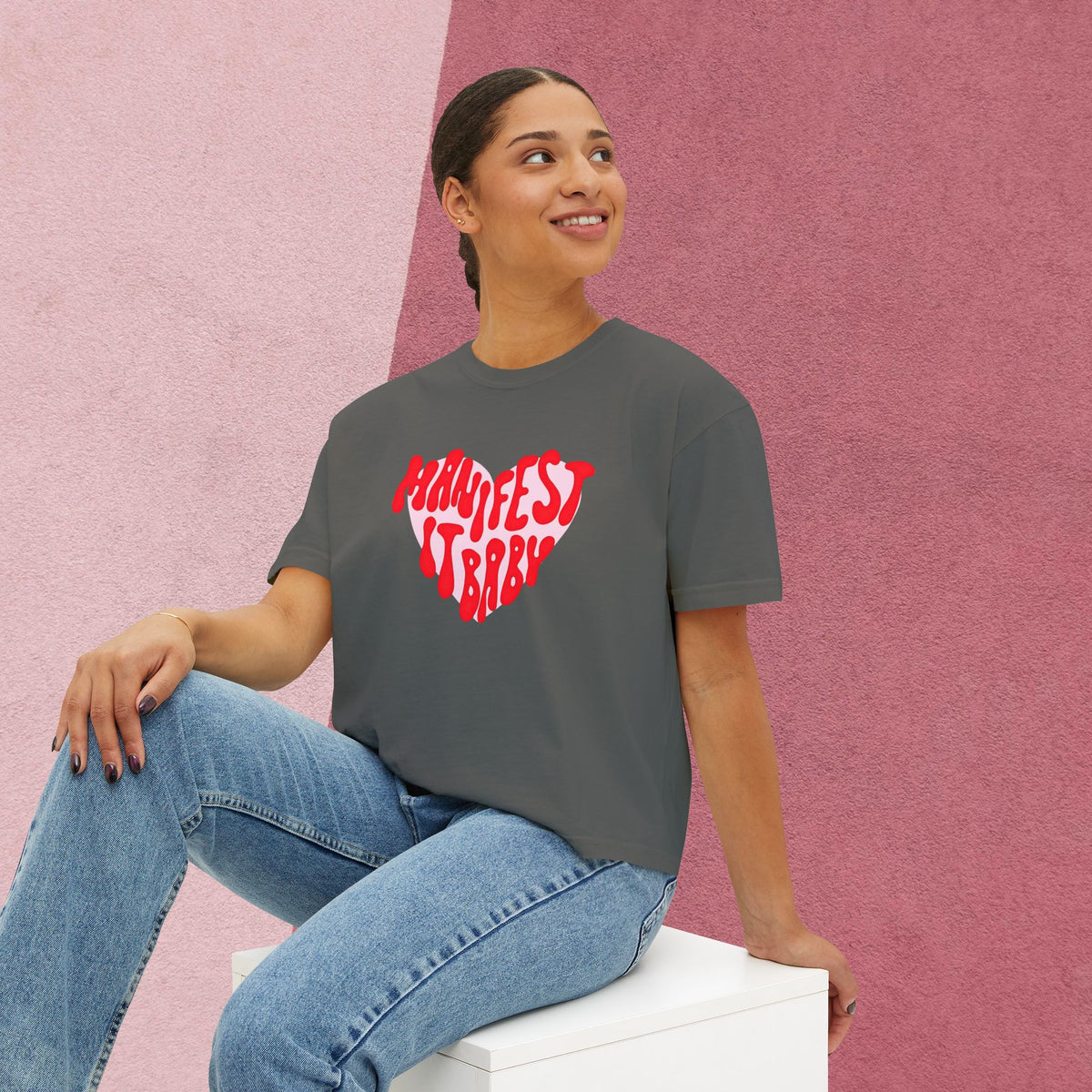 Boxy Tee Manifest Girly Empowerment T-Shirt