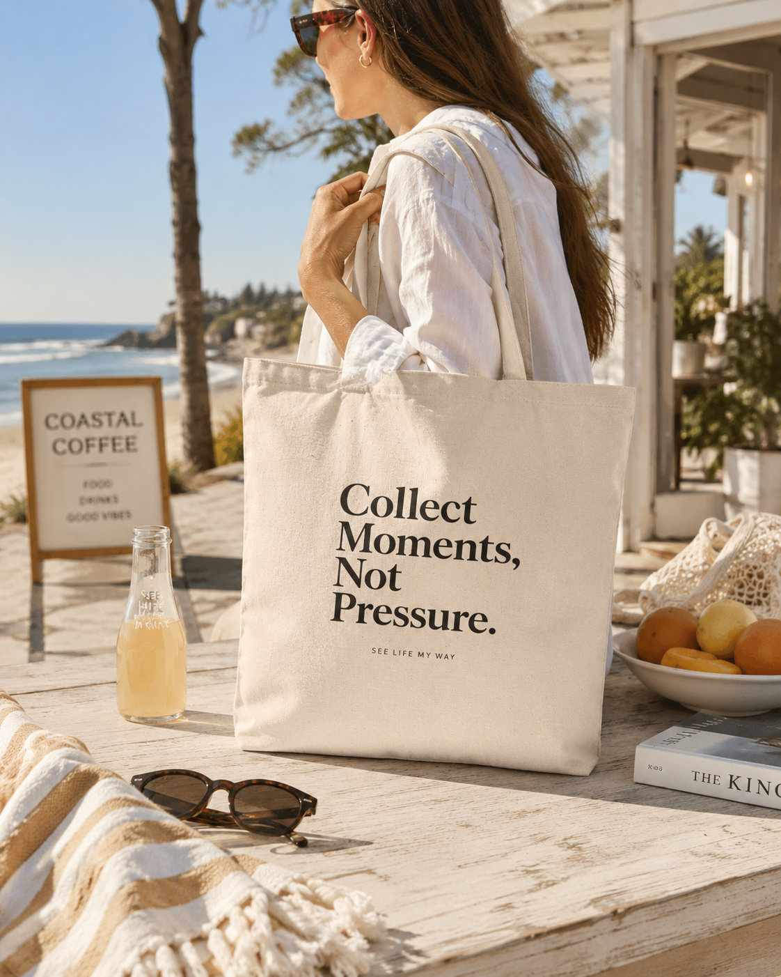 Collect Moments, Not Pressure Cotton Canvas Tote Bag