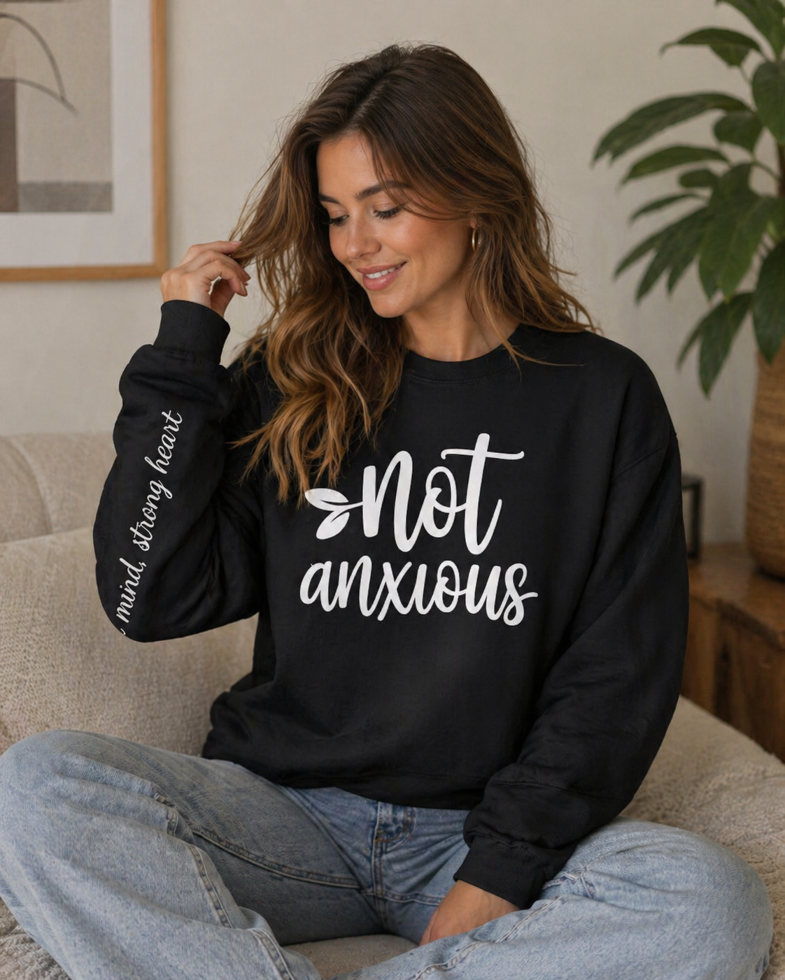 Not Anxious Graphic Crewneck Sweatshirt