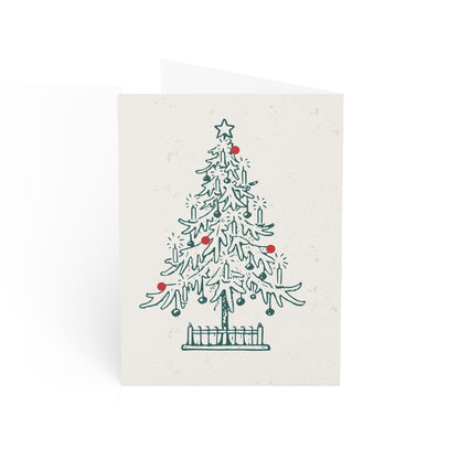 Merry Christmas Green Tree Greeting Card (1, 10, 30, and 50pcs)