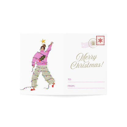 Lovely Pink Christmas Wishes Card (1, 10, 30, and 50pcs)