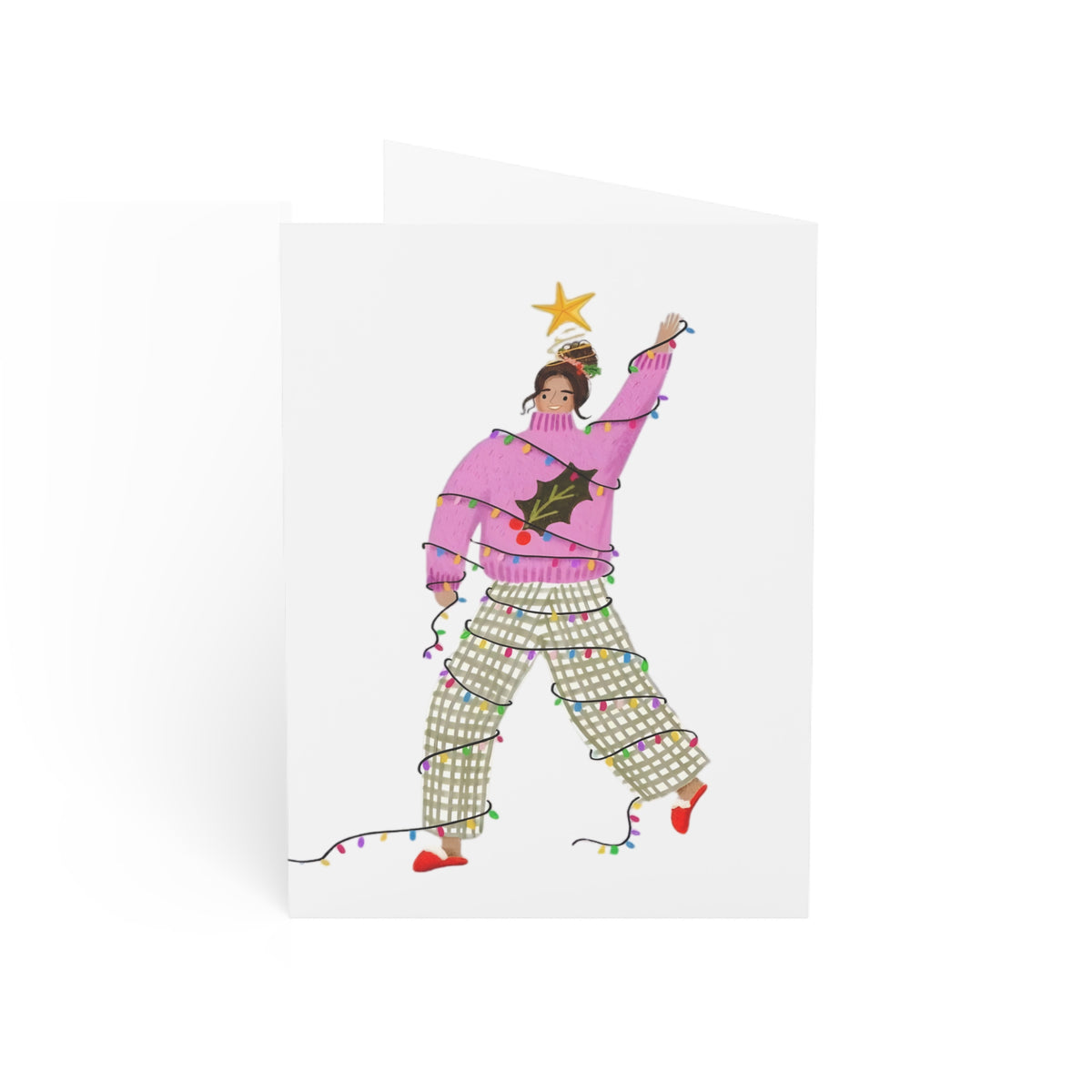 Lovely Pink Christmas Wishes Card (1, 10, 30, and 50pcs)