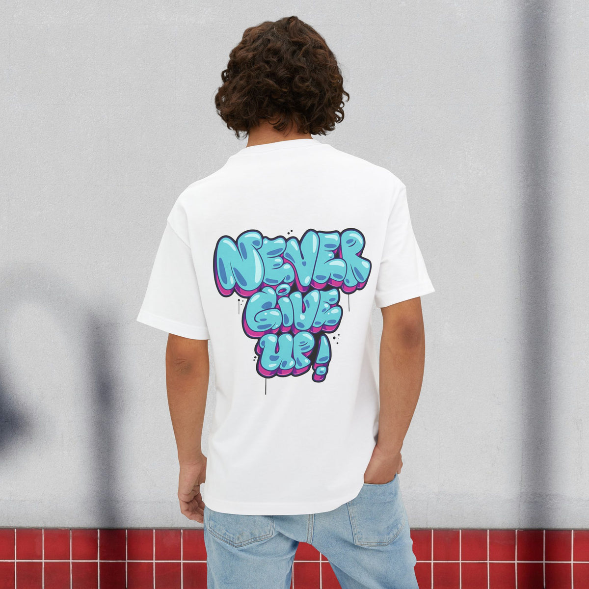Never Give Up - Unisex Oversized Boxy Tee